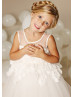 Ivory Organza Rosette Stunning Flower Girl Dress